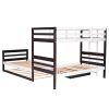 Twin Size L-Shaped Bunk Bed and Platform Bed with Trundle and Drawer(Expected Arrival Time:7.30)