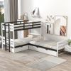 Twin Size L-Shaped Bunk Bed and Platform Bed with Trundle and Drawer(Expected Arrival Time:7.30)