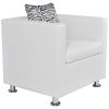 Cube Armchair White Faux Leather