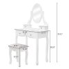 FCH Single Mirror 5 Drawer Dressing Table White RT