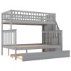 Twin over Full Bunk Bed with Trundle and Staircase