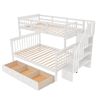 Stairway Twin-Over-Full Bunk Bed with Drawer, Storage and Guard Rail for Bedroom, Dorm, for Adults