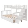 Stairway Twin-Over-Full Bunk Bed with Drawer, Storage and Guard Rail for Bedroom, Dorm, for Adults