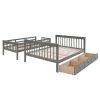 Stairway Twin-Over-Full Bunk Bed with Drawer, Storage and Guard Rail for Bedroom, Dorm, for Adults