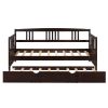 Twin Size Daybed Wood Bed with Twin Size Trundle