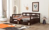 Full Size Daybed Wood Bed with Two Drawers