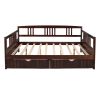 Full Size Daybed Wood Bed with Two Drawers