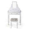 Vanity Table Set with Mirror and Cushioned Stool, Modern Makeup Dressing Table with 4 Drawers, White XH