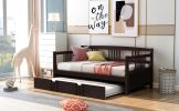 Twin Size Daybed Wood Bed with Twin Size Trundle