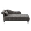 60.6" Velvet Chaise Lounge with Nailhead Trimmed and Buttons Tufted,Tufted Long Lounger with Solid Wood Legs and1 Pillow