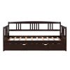 Twin Size Daybed Wood Bed with Twin Size Trundle