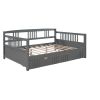 Full Size Daybed Wood Bed with Two Drawers