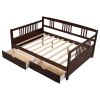 Full Size Daybed Wood Bed with Two Drawers