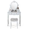 Four-drawing heart-shaped mirror dressing table-white XH