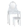 Four-drawing heart-shaped mirror dressing table-white XH