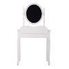 Vanity Table and Chair Set, Makeup Dressing Table with Mirror and Large Drawer, Thick Padded Stool - White