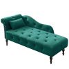 60.6" Velvet Chaise Lounge with Nailhead Trimmed and Buttons Tufted,Tufted Long Lounger with Solid Wood Legs and1 Pillow