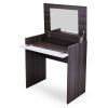 Vanity Make-up Dressing Table with Flip up Mirror Top Spacious Storage Vanity Table, Ebony and White XH