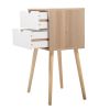 Set of 2 Wooden Modern Nightstand with 2 Drawers and 4 Solid Splayed Legs, Living Room Bedroom Furniture