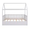 Twin Size House Bed with trundle, Fence-shaped Guardrail, White