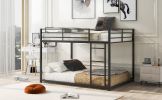 Full over Full Metal Bunk Bed, Low Bunk Bed with Ladder