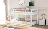 Twin over Twin Floor Bunk Bed with Ladder