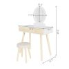 Versatile Vanity Set, Large Storing Makeup Vanity Table with Mirror, Drawers, Stool, Bedroom Dresser Table, Writing Desk XH