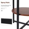 2 Tiers Wood Round Nightstand w/X Base Brown Modern Sofa Side Table for Bedroom