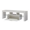 20 minutes quick assemble White morden TV Stand with LED Lights,high glossy front TV Cabinet,can be assembled in Lounge Room, Living Room or Bedroom,c