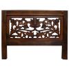 Handcrafted Wooden 4 Panel Room Divider Screen Featuring Lotus Pattern-Reversible