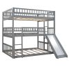 Triple Bed with Built-in Ladder and Slide , Triple Bunk Bed with Guardrails