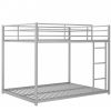 Full over Full Metal Bunk Bed, Low Bunk Bed with Ladder