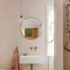 Wall Mounted Round Mirror with Brushed Metal Frame 28" x 28" for Bathroom, Vanity, Living Room, Bedroom, Entryway Wall Decor