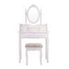 Vanity Table and Chair Set, Makeup Dressing Table with 360-degree-rotating Mirror and 4 Drawers, Thick Padded Stool