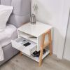 Modern Open Shelves Solid Wood Legs Nightstand