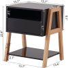 Modern Open Shelves Solid Wood Legs Nightstand