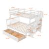 Stairway Twin-Over-Full Bunk Bed with Drawer, Storage and Guard Rail for Bedroom, Dorm, for Adults