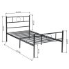 Metal Single Bed/Metal Platform Bed Frame/Foundation with HeadBoard &amp; Footboard, W/O Mattress