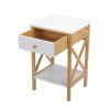 Bamboo Nightstand, Wood End Table with Drawer, Storage Shelf, X-Shape Frame, Side Table for Living Rooms, Bedrooms, Offices XH