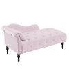 60.6" Velvet Chaise Lounge with Nailhead Trimmed and Buttons Tufted,Tufted Long Lounger with Solid Wood Legs and1 Pillow