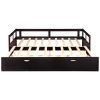 Wooden Daybed with Trundle Bed and Two Storage Drawers , Extendable Bed Daybed,Sofa Bed for Bedroom Living Room