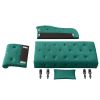 60.6" Velvet Chaise Lounge with Nailhead Trimmed and Buttons Tufted,Tufted Long Lounger with Solid Wood Legs and1 Pillow