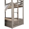 Twin Over Twin Bunk Bed with Two Storage Drawers and Slide, House-Shaped Wood Bunk Bed