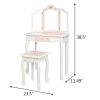 Wooden Toy Children's Dressing Table Three Foldable Mirror/Chair/Single Drawer Pink Star Style YJ