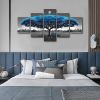 Canvas Wall Art for Living Room Decor-Blue Tree Wall Paintings-Nature Wall Art-Landscape Picture Framed Artwork for Bedroom Home Decoration-5 Panels