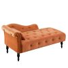 60.6" Velvet Chaise Lounge with Nailhead Trimmed and Buttons Tufted,Tufted Long Lounger with Solid Wood Legs and1 Pillow