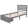 Twin Size Platform Bed with Drawer, Gray