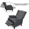 Tufted Accent Chair w/ Upholstered Wingback & Padded Seat, Pushback Recliner Armchair for Living Room, Bedroom, Dark Grey XH