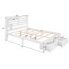 Full Size Platform Bed with Drawers, Gray