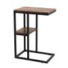C Shaped Side Table Snack end Table with Storage Shelf Under The Sofa Overbed Table for Sofa Couch Living Room Bedroom & Small Spaces